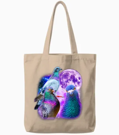 Drei Tauben Lustige Tauben Mond Meme Witz Ironisch Sarkastisch Tote Bags - Natural