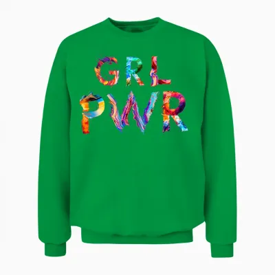 Girl Power Colorful Feminist for Women and Girls T-Shirt, Black, S Unisex Sweatshirt - Irish Green