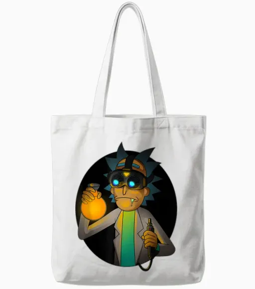Rick and Morty Shirt Scientist Experiment Tote Bags - White