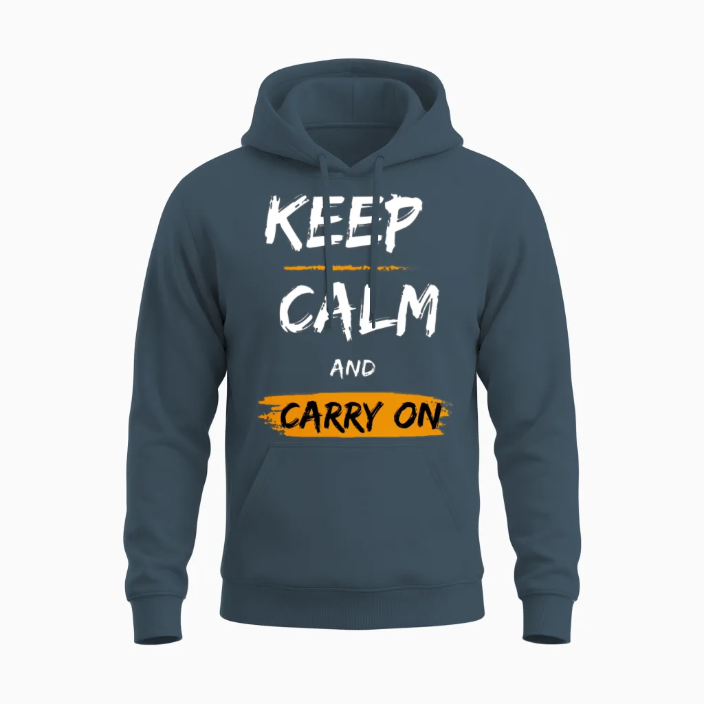 Keep Calm and Carry On Unisex Hoodie in Dark Heather