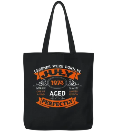 Legends Were Born in July 1974 Birthday Tote Bags - Black
