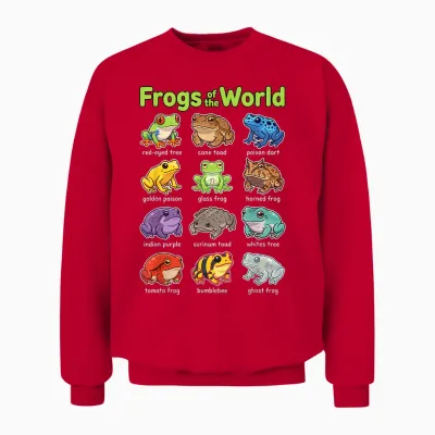 Frösche Der Welt Süße Kawaii-Amphibie Unisex Sweatshirt - Red