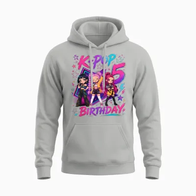 Kids It's My 5th K Pop Birthday Girl 5 Year Old K-Pop Bday Unisex Hoodie - Ash