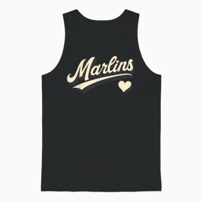 Marlins Retro Typography Tee with Heart Gift for Men Women Unisex Tank Top - Black