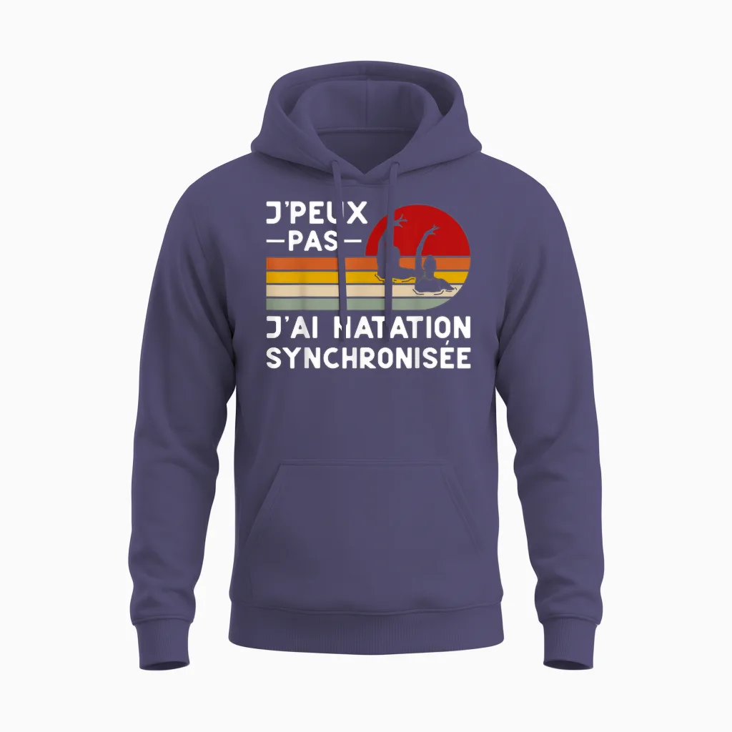 Je Peux Pas J'ai Swimming Synchronized Humour Coach Swimmer T-Shirt, Black, S Unisex Hoodie in Heather Sport Dark Navy