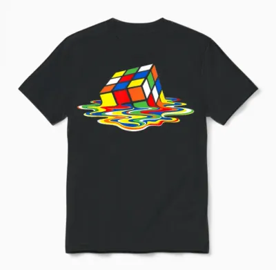 Melting Rubik's Cube T-Shirt, Black Unisex T-Shirt - Black