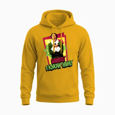 Kids Elf Buddy I Know Santa Bold Text Unisex Hoodie - Gold