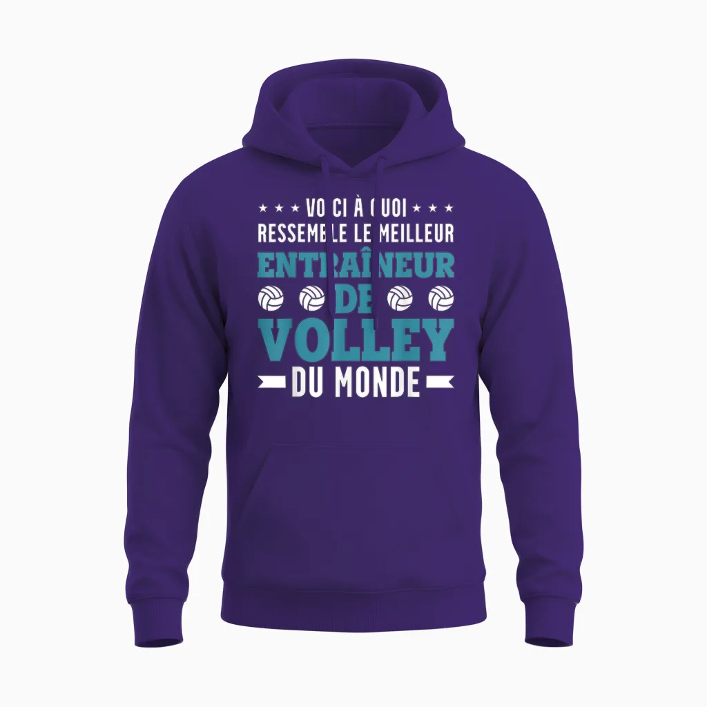 The Best Volleyball Coach Funny Volleyball Coach Unisex Hoodie in Purple