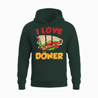Ich Liebe Döner Kebab Fleisch Döner T-Shirt, Black Unisex Hoodie - Forest