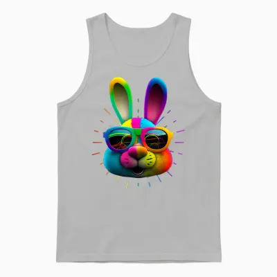 Hasengesicht Cooler Osterhase Mit Brille Ostern Bunny T-Shirt Schwarz Klein Unisex Erwachsene Oster-T-Shirt Unisex Tank Top - Ash