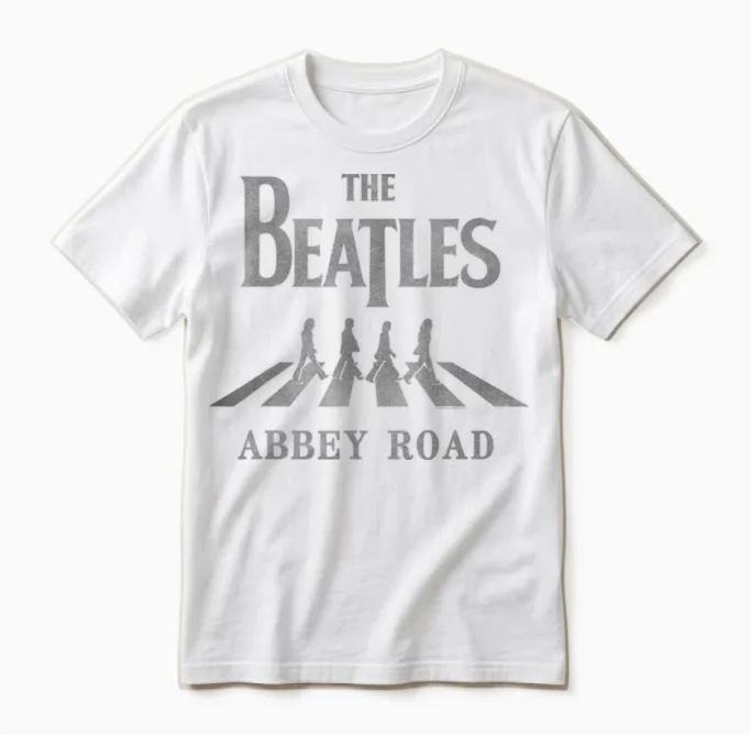 The Beatles - Abbey Road Silhouette Unisex T-Shirt in White