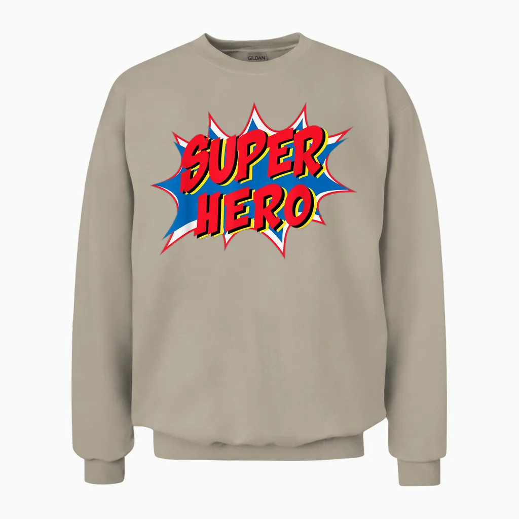 Hero Comic Super Retro Cool T-Shirt, Black, S Unisex Sweatshirt in Sand