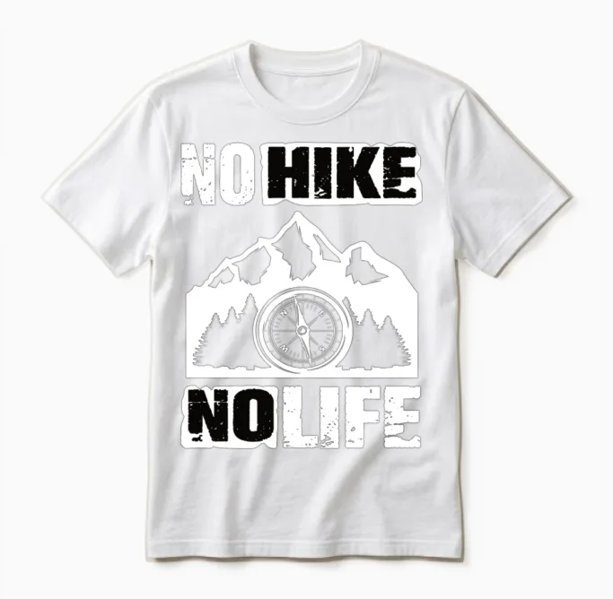 Hiking No Hike No Life Hiker Unisex T-Shirt in White