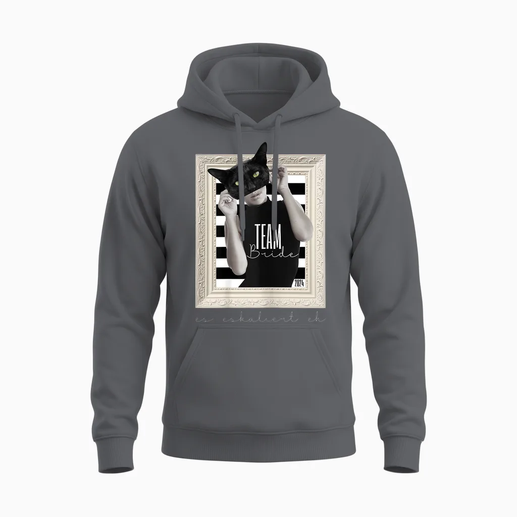 Schärpe Team Bride Katze Elegant Junggesellenabschied Frauen Unisex Hoodie in Charcoal