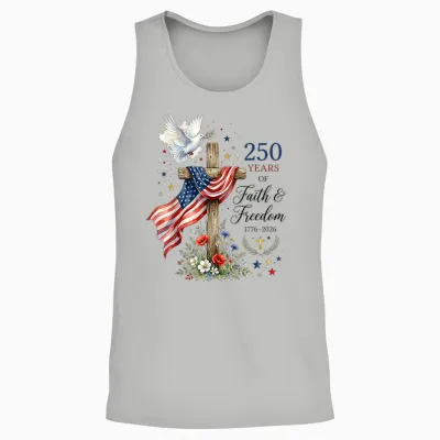 250 Years Faith and Freedom Christian Usa 250th Anniversary Unisex Tank Top - Ash