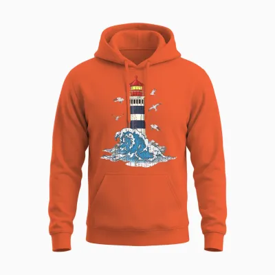 Ozean Möwen Meer Wellen Leuchtturm Unisex Hoodie - Orange