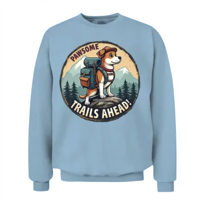 Hiking Buddies - Dog Lover Design Unisex Sweatshirt - Light Blue