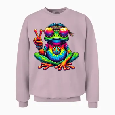Hippie Frosch Batik Tie Dye Vintage 60er 70er Musikfestival Unisex Sweatshirt - Light Pink