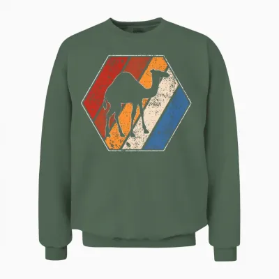 Camel Retro Unisex Sweatshirt - Military Green