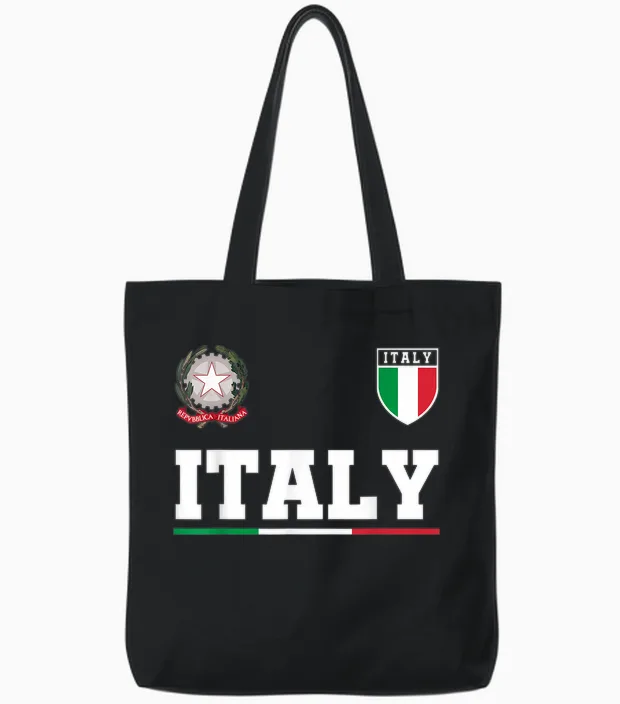 Italy Gift Flag Italy Vintage Italia Italiano Italia Tote Bags in Black