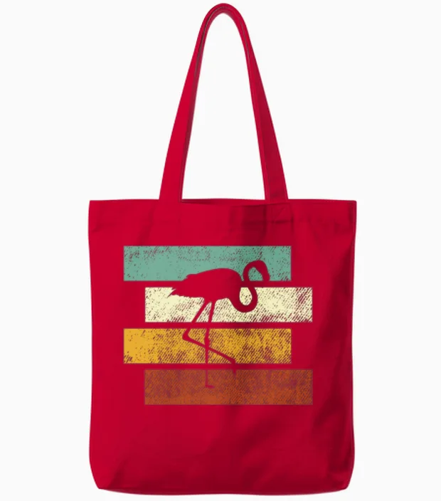 Flamingo Retro Tote Bags in Red