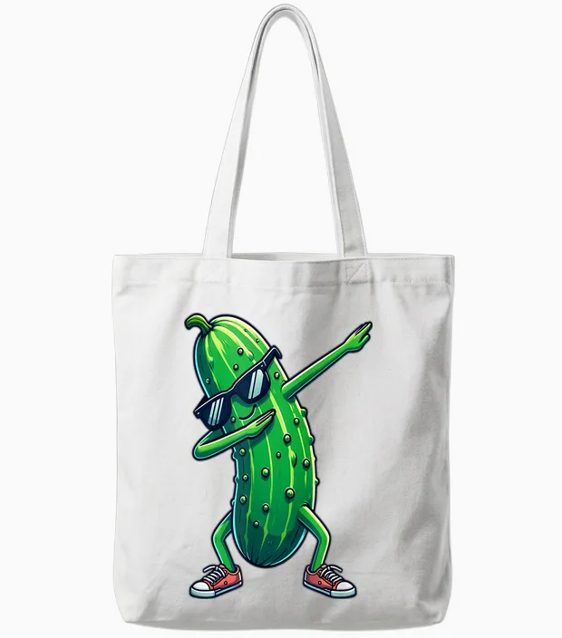 Dab Cucumber Dancing Dabbing Cucumber Vegetables T-Shirt, Black Tote Bags in White