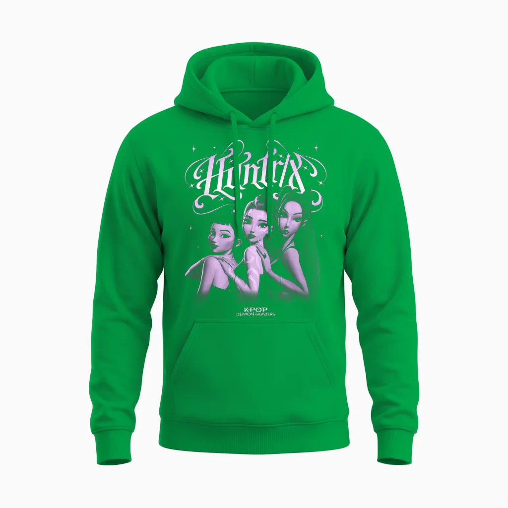 Kpop Demon Hunters Huntrix Gothic Officially Licensed Unisex Hoodie in Irish Green
