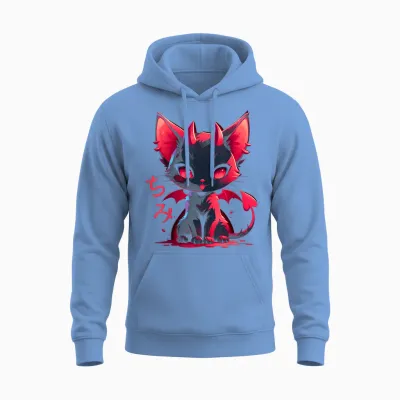 Yami Kawaii Devil Cat Creepy Cute Pastel Goth Japanese T-Shirt, Black Unisex Hoodie - Carolina Blue
