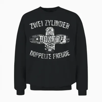 Boxer Two Cylinder Double Joy Biker Two-Cylinder T-Shirt, Black Unisex Sweatshirt - Black
