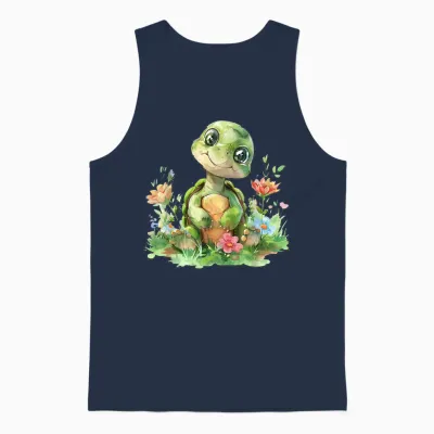 Baby Schildkröte Mit Blumen Süße Kröte Mädchen Tochter Sohn Unisex Tank Top - Navy