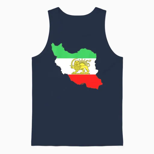 Persian Lion & Iran Map Wildlife Unisex Tank Top in Navy