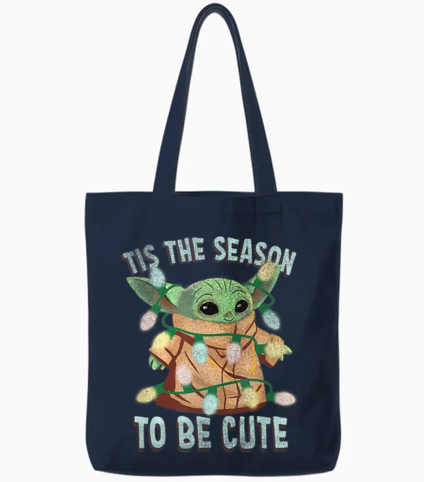 Star Wars: the Mandalorian Christmas Grogu Tis the Season Tote Bags in Navy