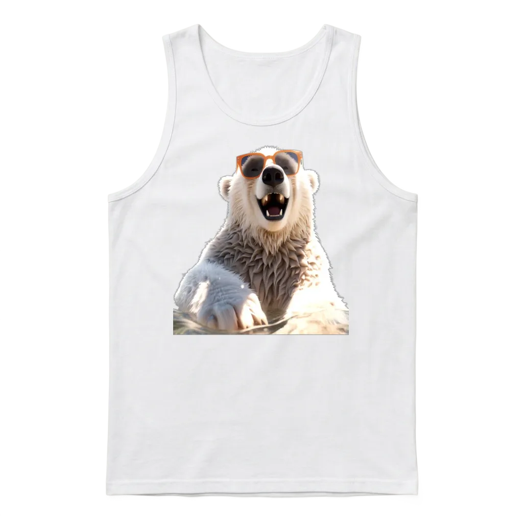 Polar Bear Sunglasses Animal I Love Cute Bears Unisex Tank Top - White