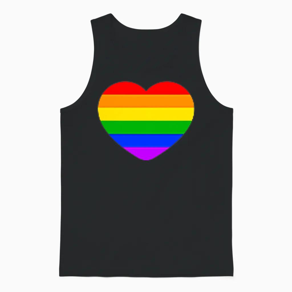 Dezente Regenbogen-Gestreifte Kleine Herz-Flagge Pride Month Lgbt Unisex Tank Top in Black