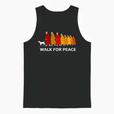 Retro Walk for Peace Monks with Aloka Dog Unisex Tank Top - Black