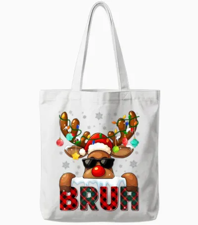 Bruh Cool Rudolph Red Nose Tree Light Christmas Xmas Boy Men Tote Bags - White