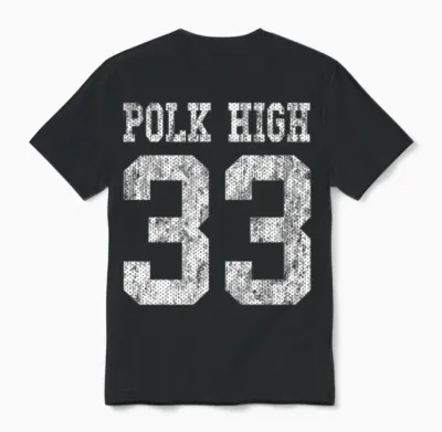 Polk High School Football Jersey 33 Aged Look Unisex T-Shirt - Black
