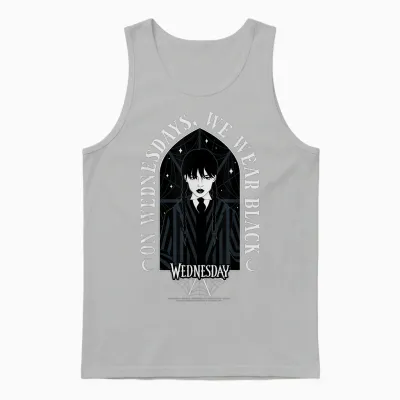 Wednesday on Wednesdays We Wear Black Goth Portrait Unisex Tank Top - Ash