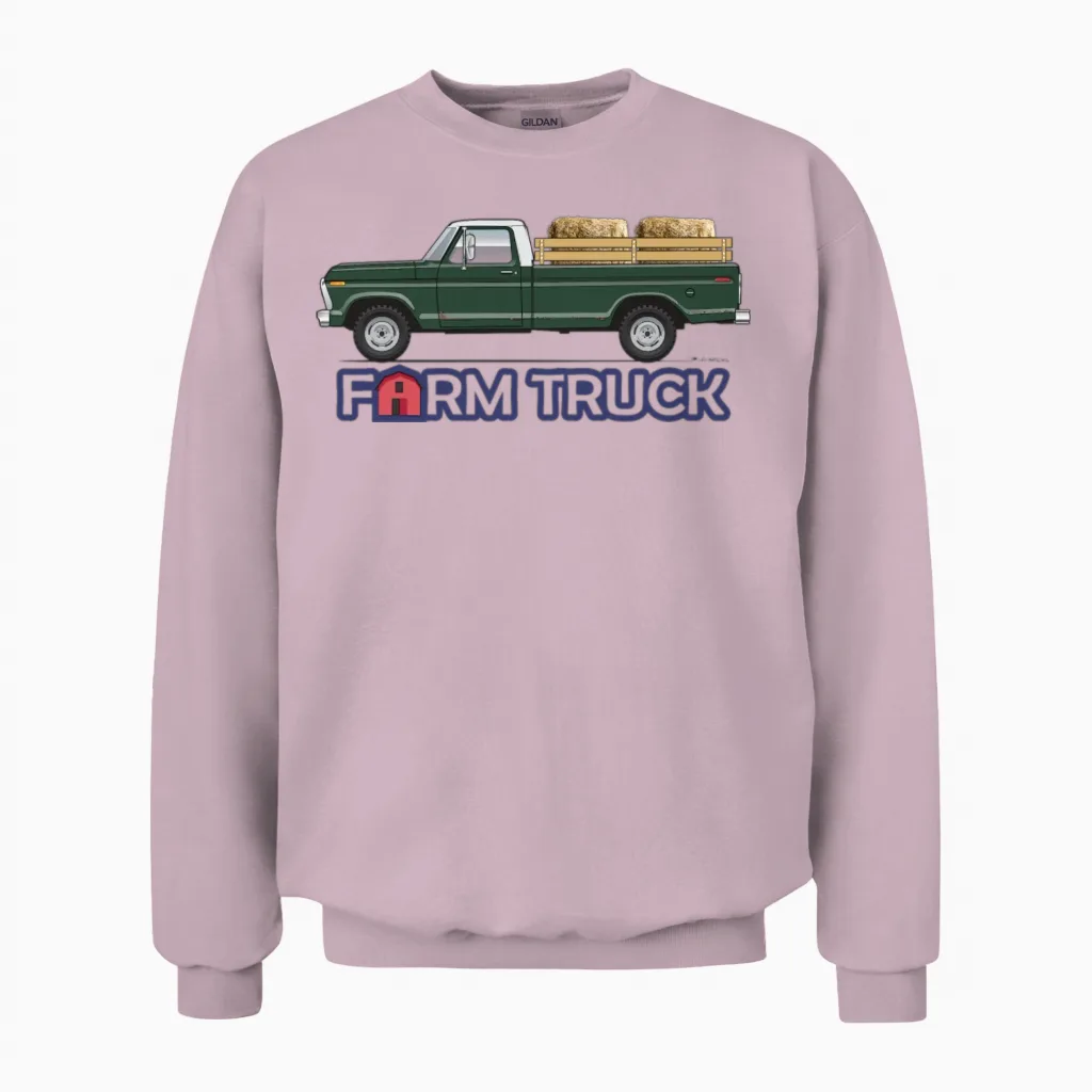 Farm Truck Mallard Green & Country Unisex Sweatshirt in Light Pink