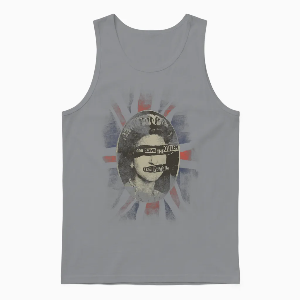 Sex Pistols God Save the Queen Rock Music Band Unisex Tank Top in Sport Grey