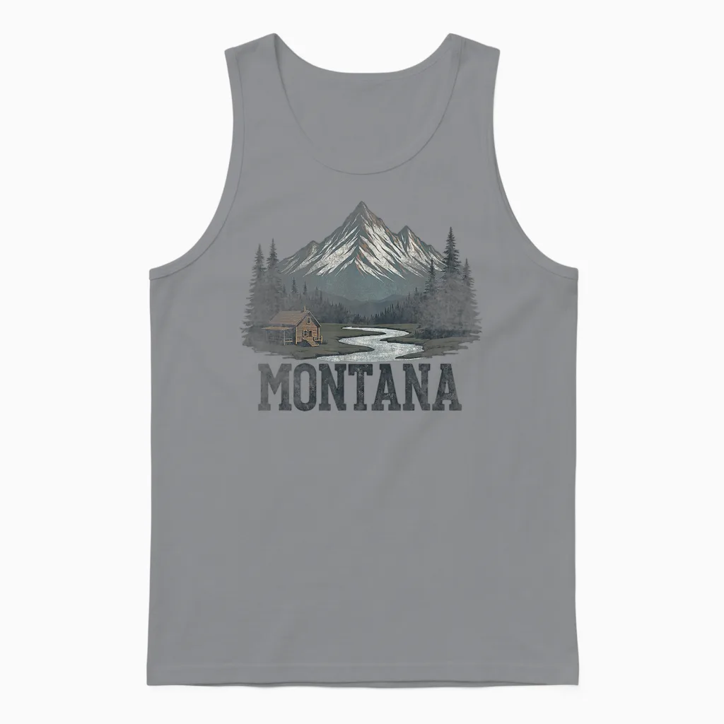 Souvenir Vintage Paysage Du Montana Rétro Unisex Tank Top in Sport Grey