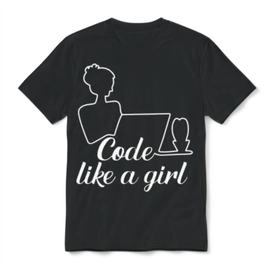 Code Like a Girl for Programmer Woman Girls Unisex T-Shirt - Black