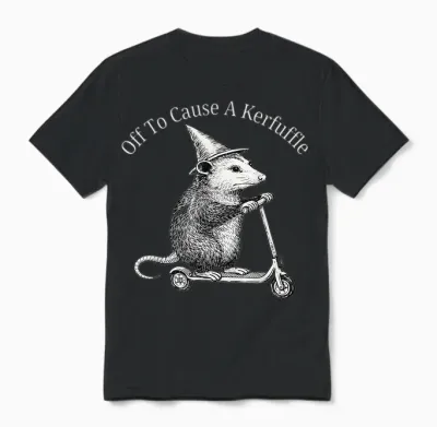 Possum off to Cause a Kerfuffle Unisex T-Shirt - Black