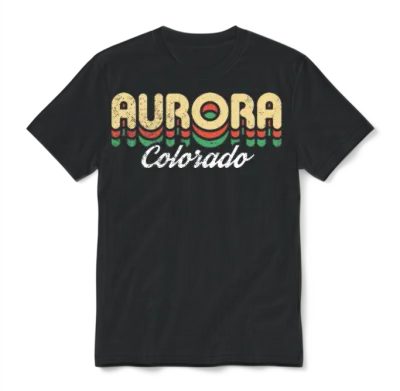 Retro Aurora Colorado Unisex T-Shirt - Black