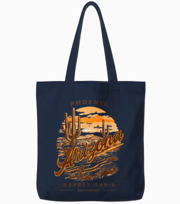 Phoenix Arizona Shirt Desert Vintage Retro Kaktus Oase Tote Bags in Navy