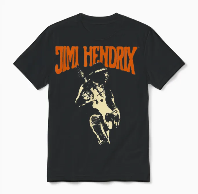 Jimi Hendrix Gitarre Unisex T-Shirt in Black