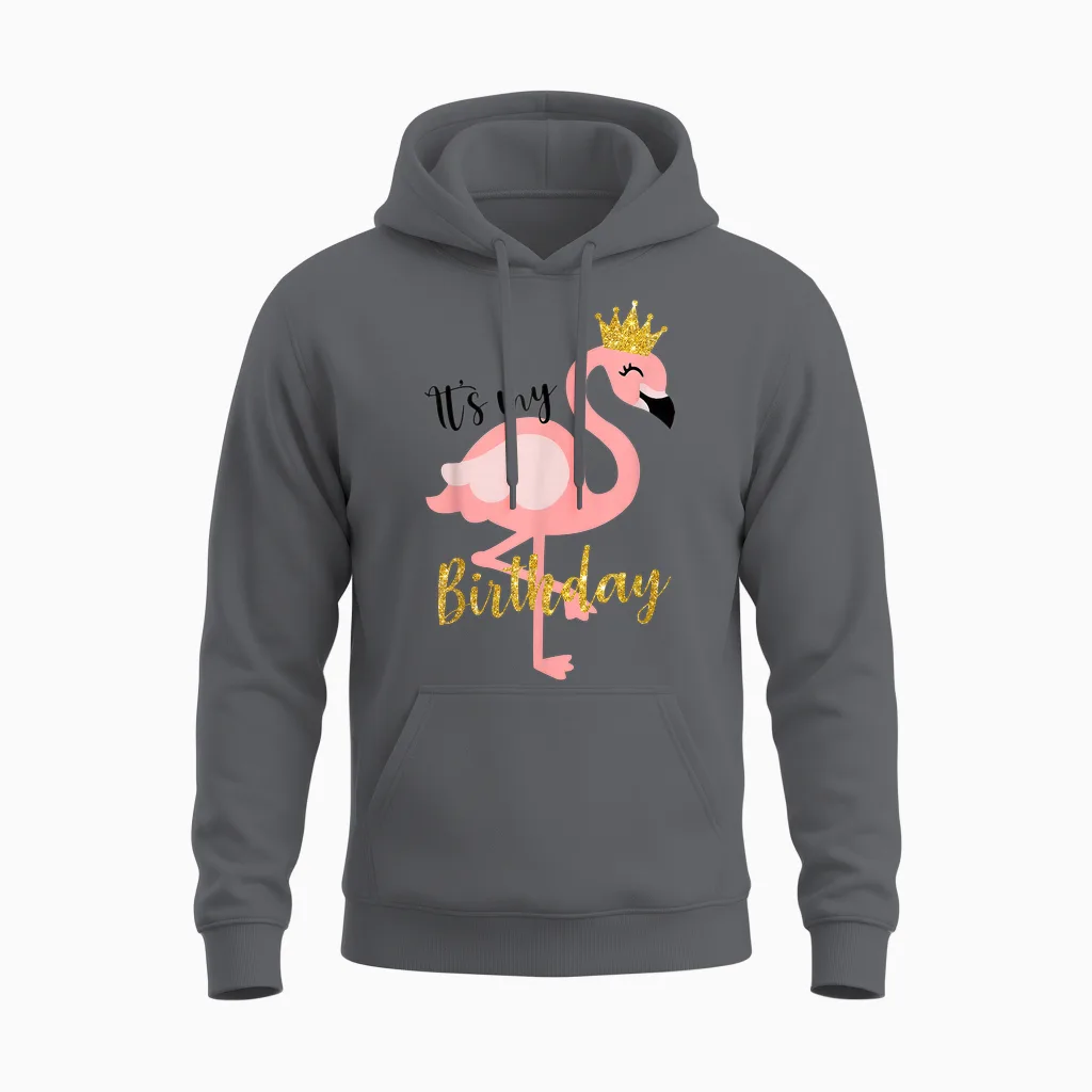 It's My the Birthday Princess Shirt, Flamingo, Für Mädchen, Kinder Unisex Hoodie in Charcoal