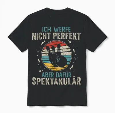 Bowling Geschenke Damen Herren Bowling Sprüche Retro Bowling Unisex T-Shirt - Black