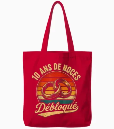 10 Ans De Mariage Noces D' étain Débloqué Cadeau Vintage Tote Bags - Red