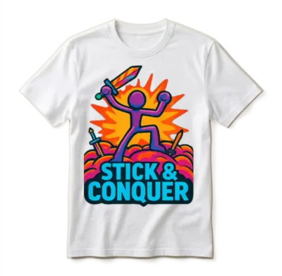 Heroic Stickman Gaming Unisex T-Shirt - White